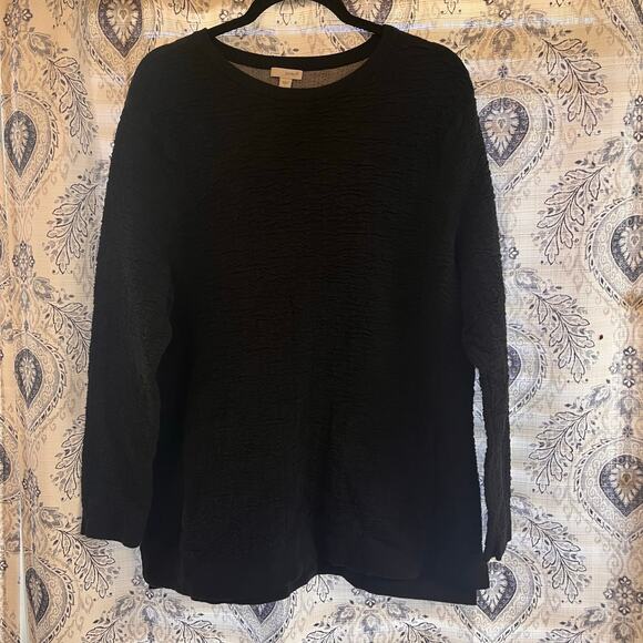 J. Jill Black Textured Top With‎ Pockets Size Large - Picture 1 of 7